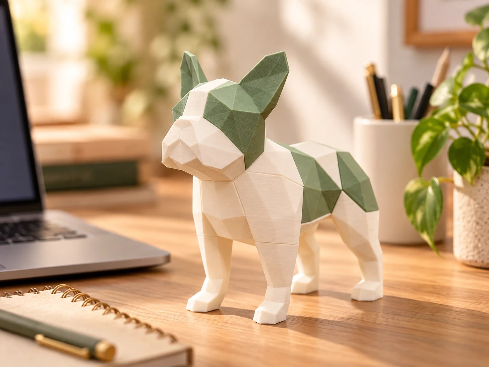 Bulldog Pháp MAGORA xanh rêu đặt trên bàn làm việc